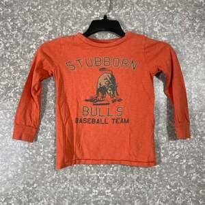 Crewcuts Orange "Stubborn Bulls Baseball Team" T-Shirt - Size 4/5 - Long Sleeves